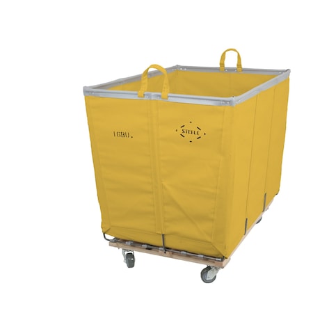 Steele Canvas Basket 16 BU Permanent Truck Yellow Vinyl w/Grey Vinyl - 4in Casters Diamond Mount 9416VYLWVGRYW4
